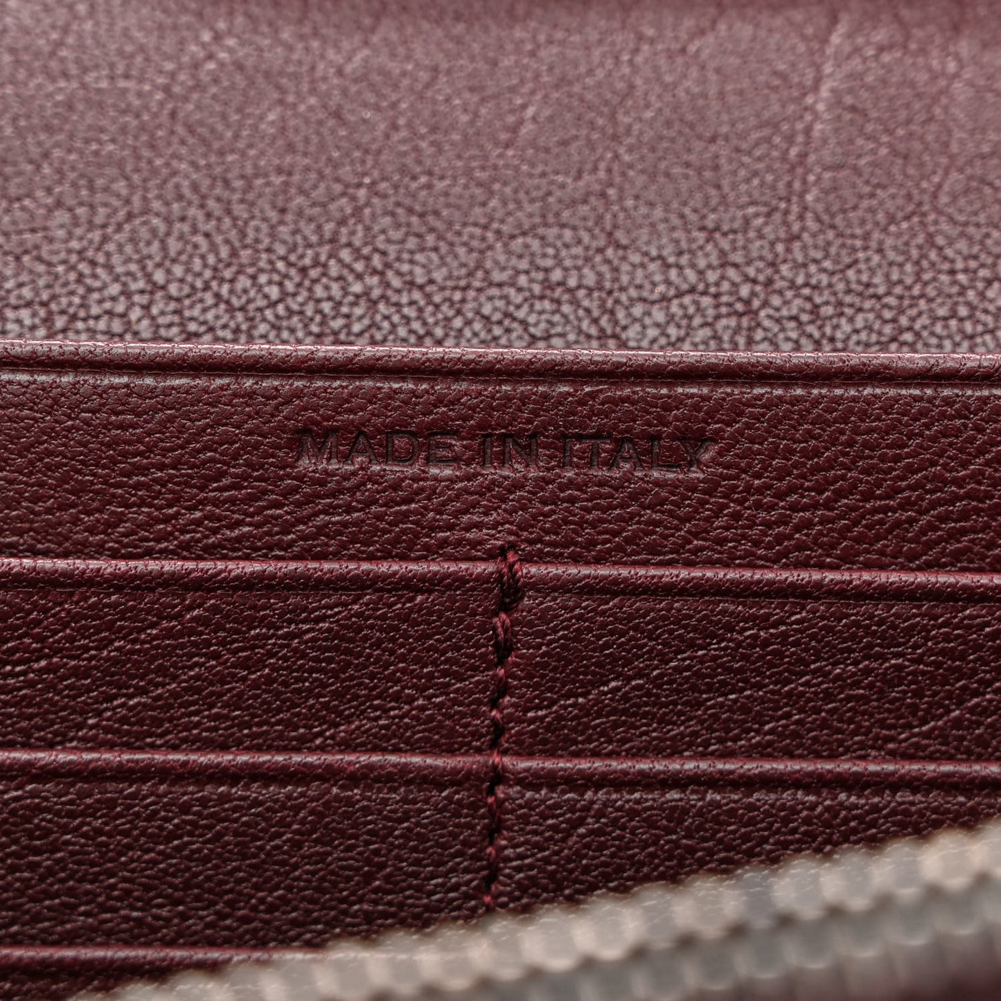 Sheepskin Tri-Quilt Monogram Envelope Chain Wallet Burgundy