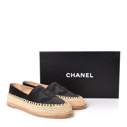 Chanel Satin Grosgrain CC Espadrilles 38 Black 8 of 8