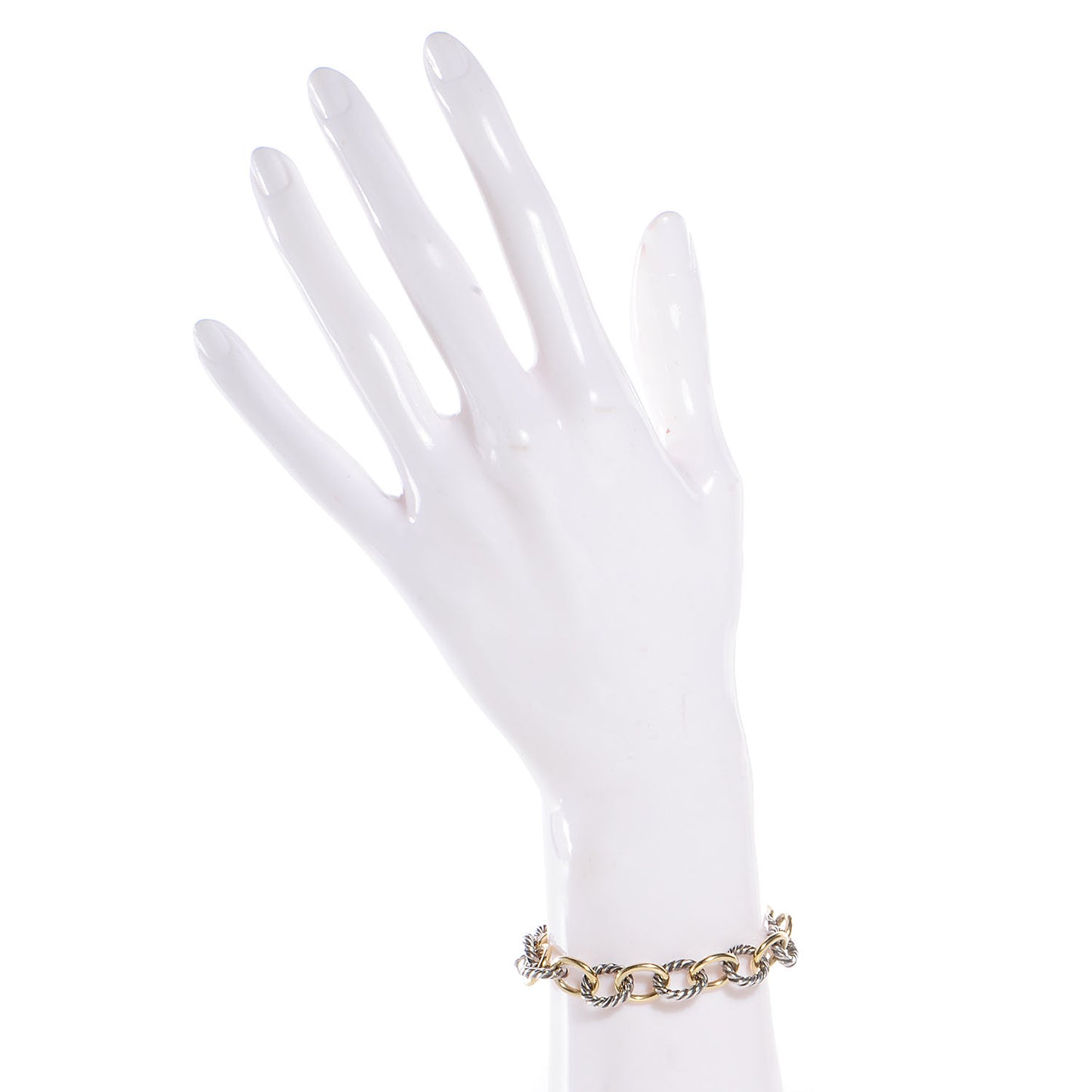 Sterling Silver 18K Yellow Gold 10mm Medium Oval Link Bracelet
