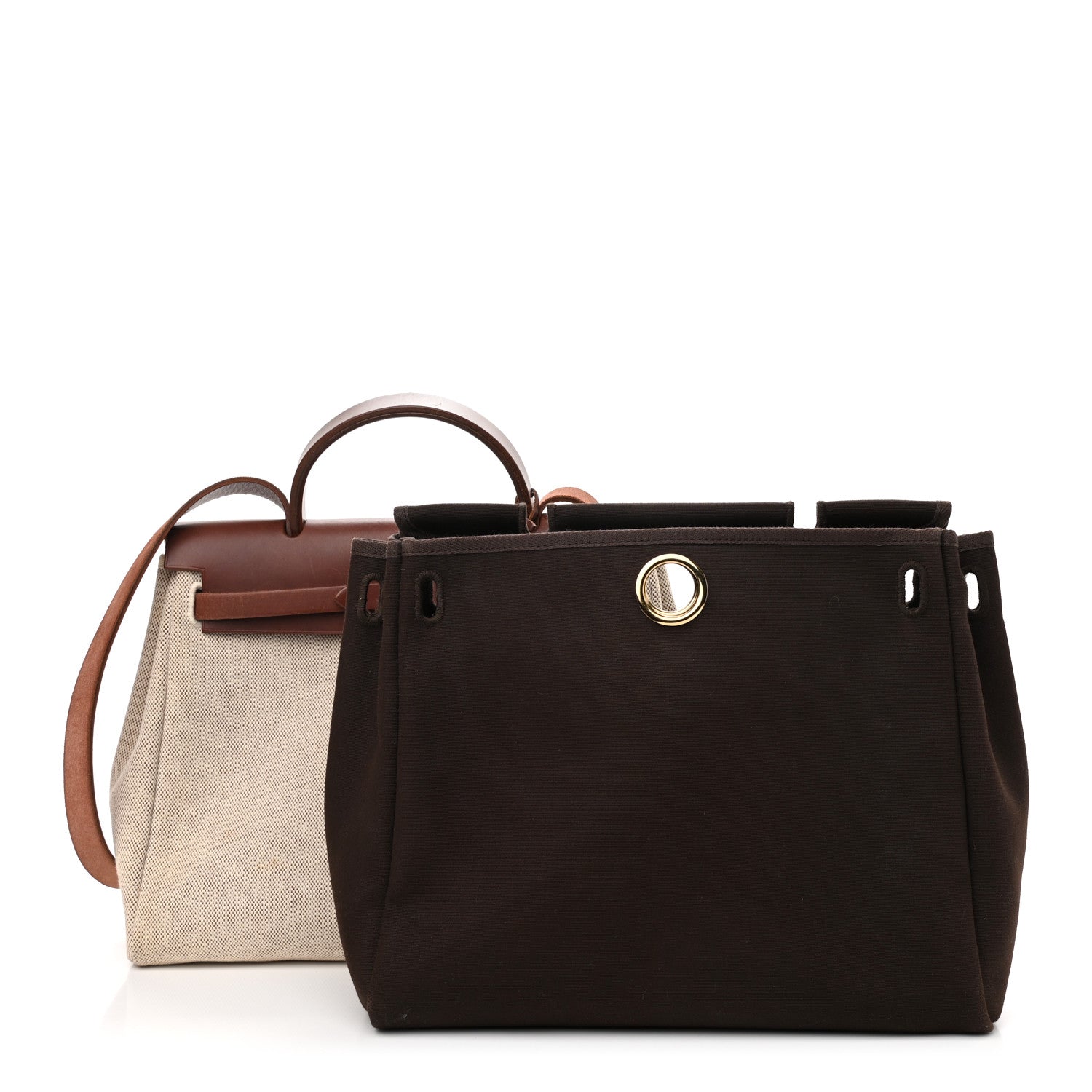 Hermes Toile Vache Calfskin Herbag 30 PM Natural Havane 1 of 10