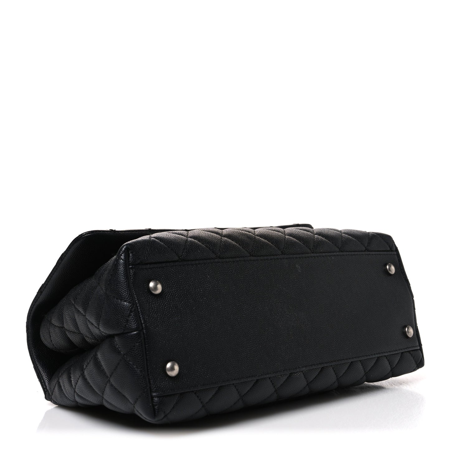 Caviar Lizard Embossed Quilted Small Coco Handle Flap Black