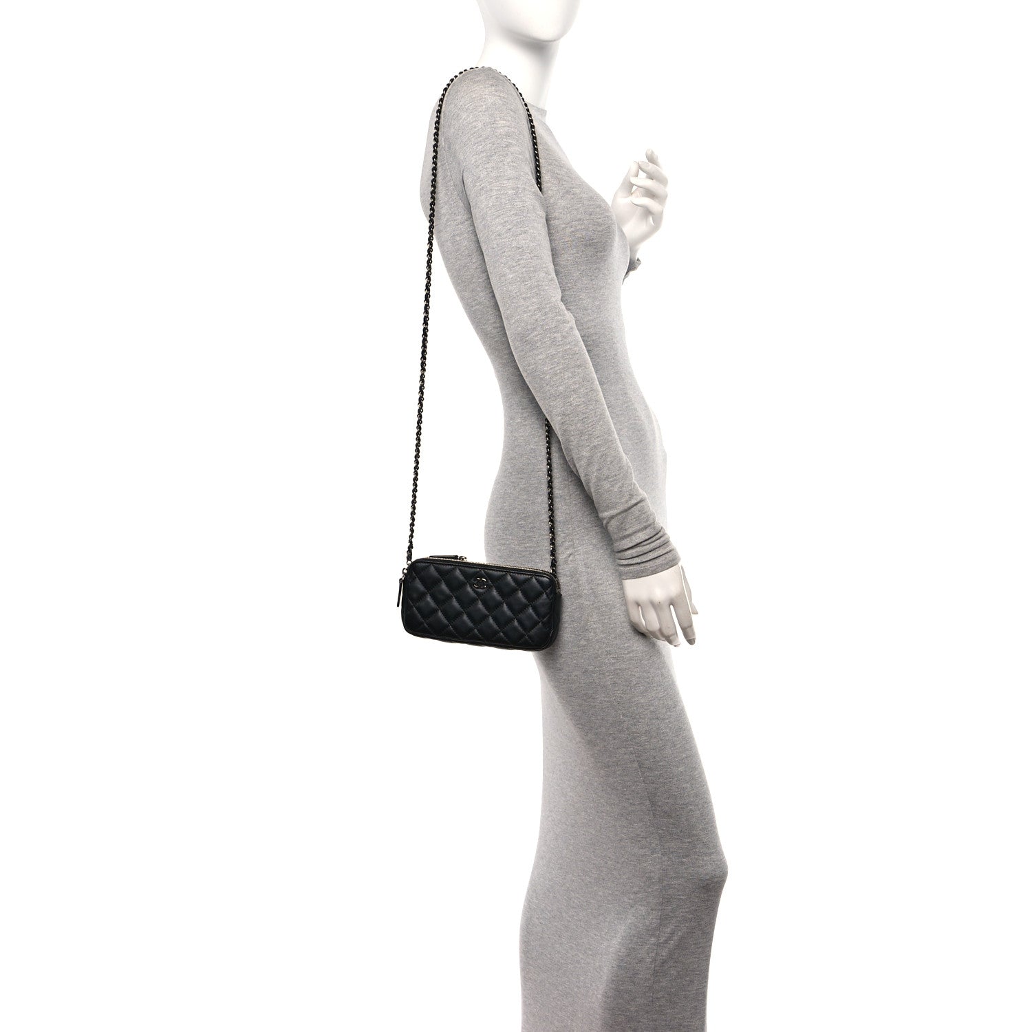 Chanel Lambskin Quilted Small Clutch With Chain Black 2 of 13
