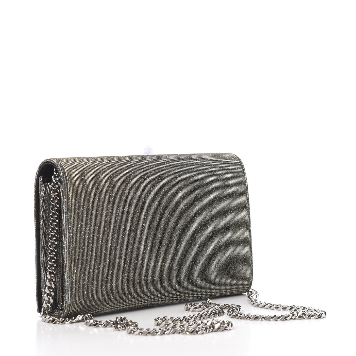 Metallic Sparkle Fabric Monogram Chain Wallet Anthracite