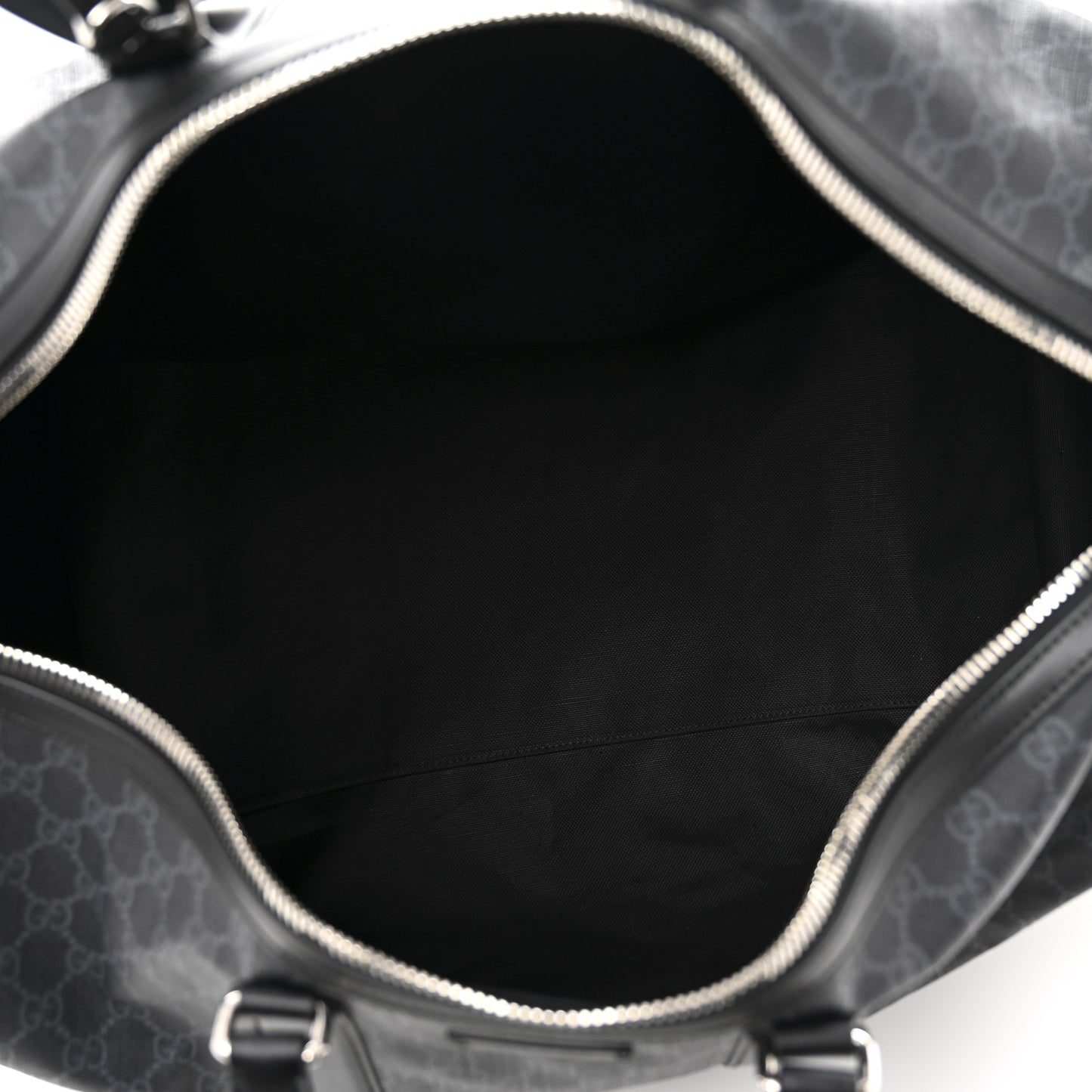 Soft GG Supreme Monogram Appia Calfskin Web Large Carry On Duffle Bag Black Grey