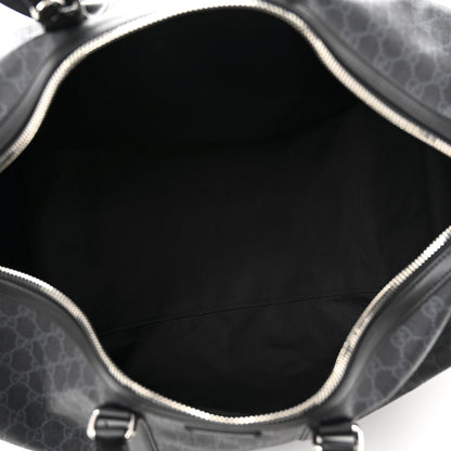 Gucci Soft GG Supreme Monogram Appia Calfskin Web Large Carry On Duffle Bag Black Grey 4 of 12
