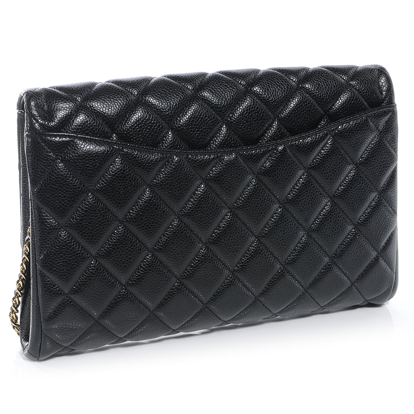 Caviar Quilted Clutch with Chain Black