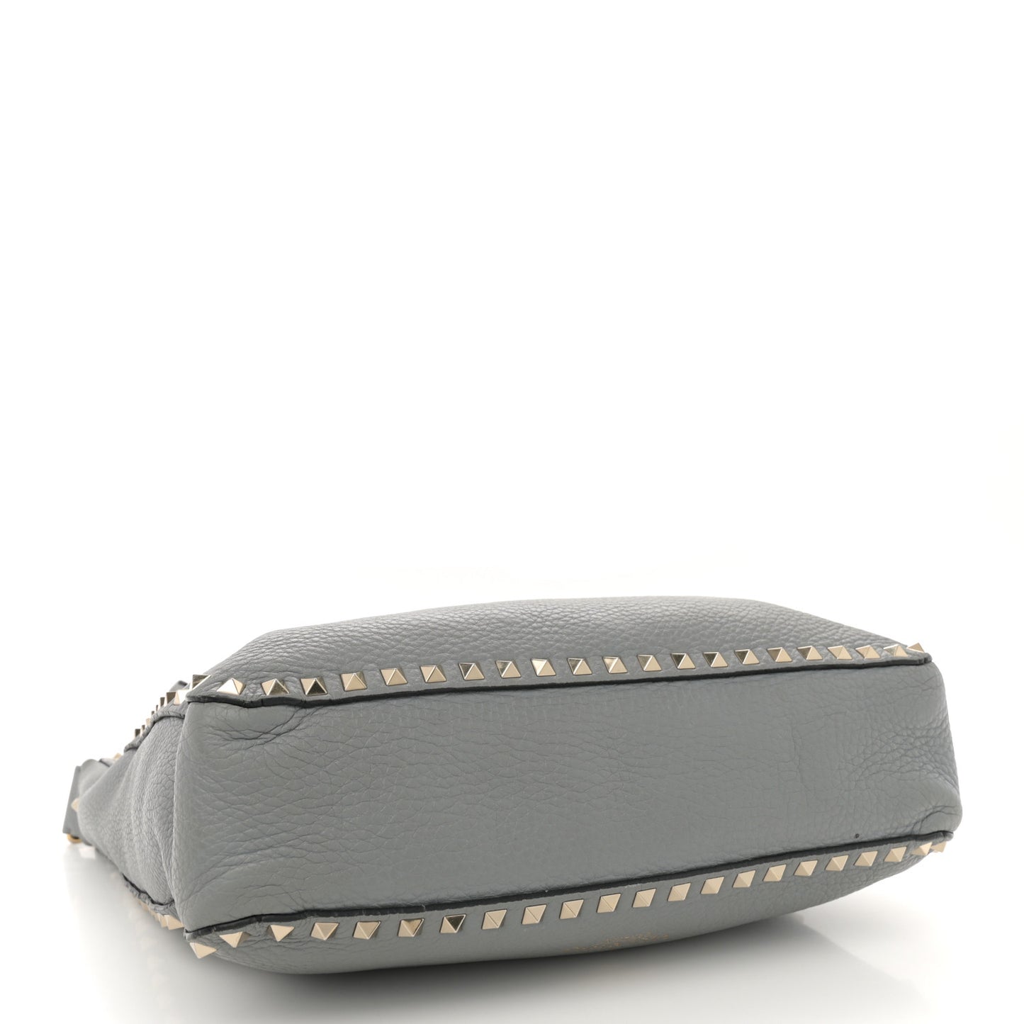 Pebbled Calfskin Small Rockstud Flip-Lock Messenger Bag Light Stone