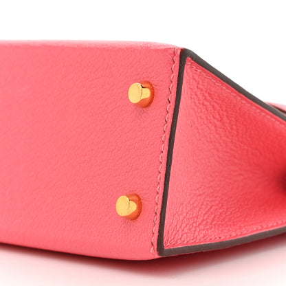 Hermes Chevre Mysore Mini Kelly Sellier 20 Rose Lipstick 8 of 17