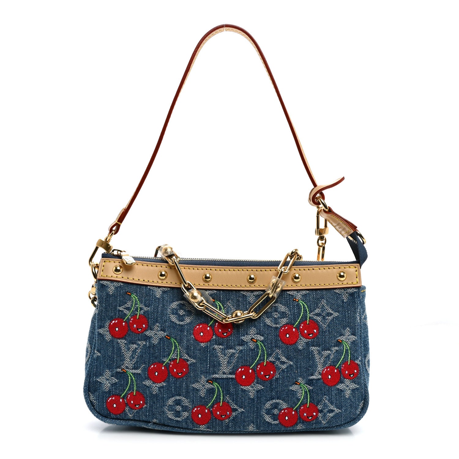Louis Vuitton LV X TM Monogram Denim Cerises Pochette Accessories Blue 1 of 9