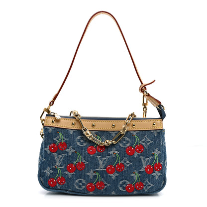 Louis Vuitton LV X TM Monogram Denim Cerises Pochette Accessories Blue 1 of 9
