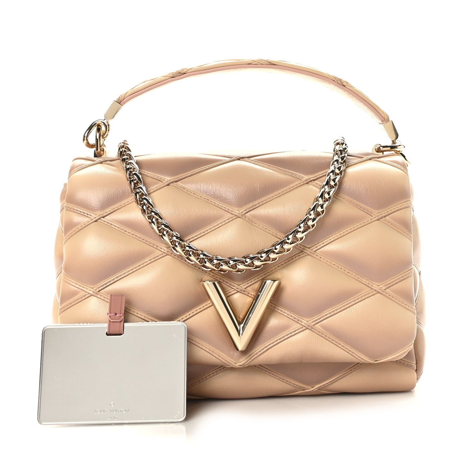 Lambskin Malletage Top Handle GO-14 MM Beige Rose