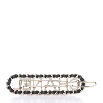 Chanel Metal Lambskin Vintage Allure Logo Hair Clip Black Gold 2 of 3