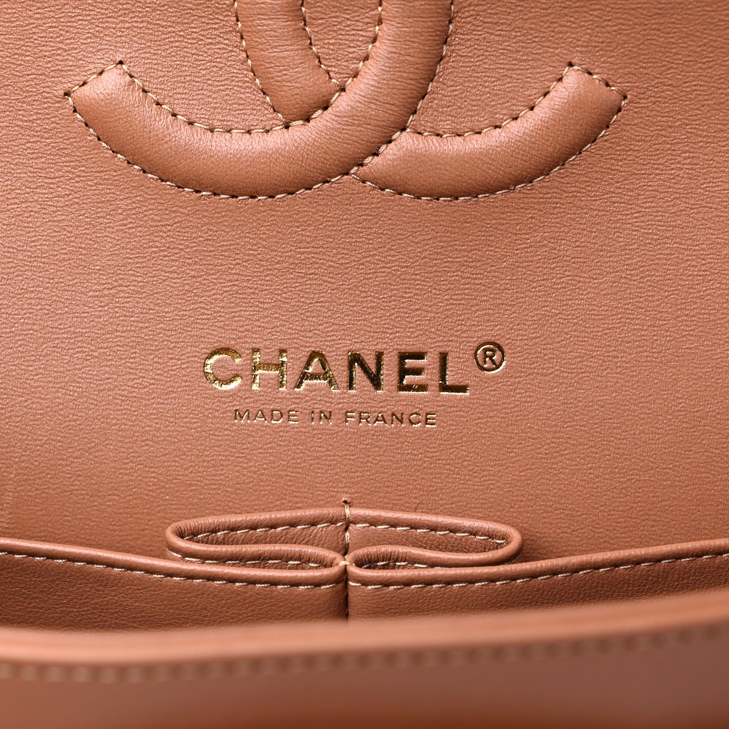 Lambskin Quilted Medium Double Flap Brown