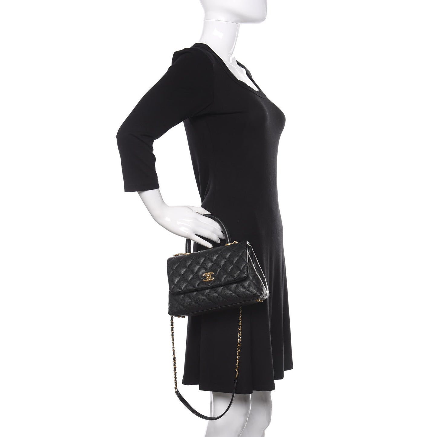 Caviar Quilted Mini Coco Handle Flap Black