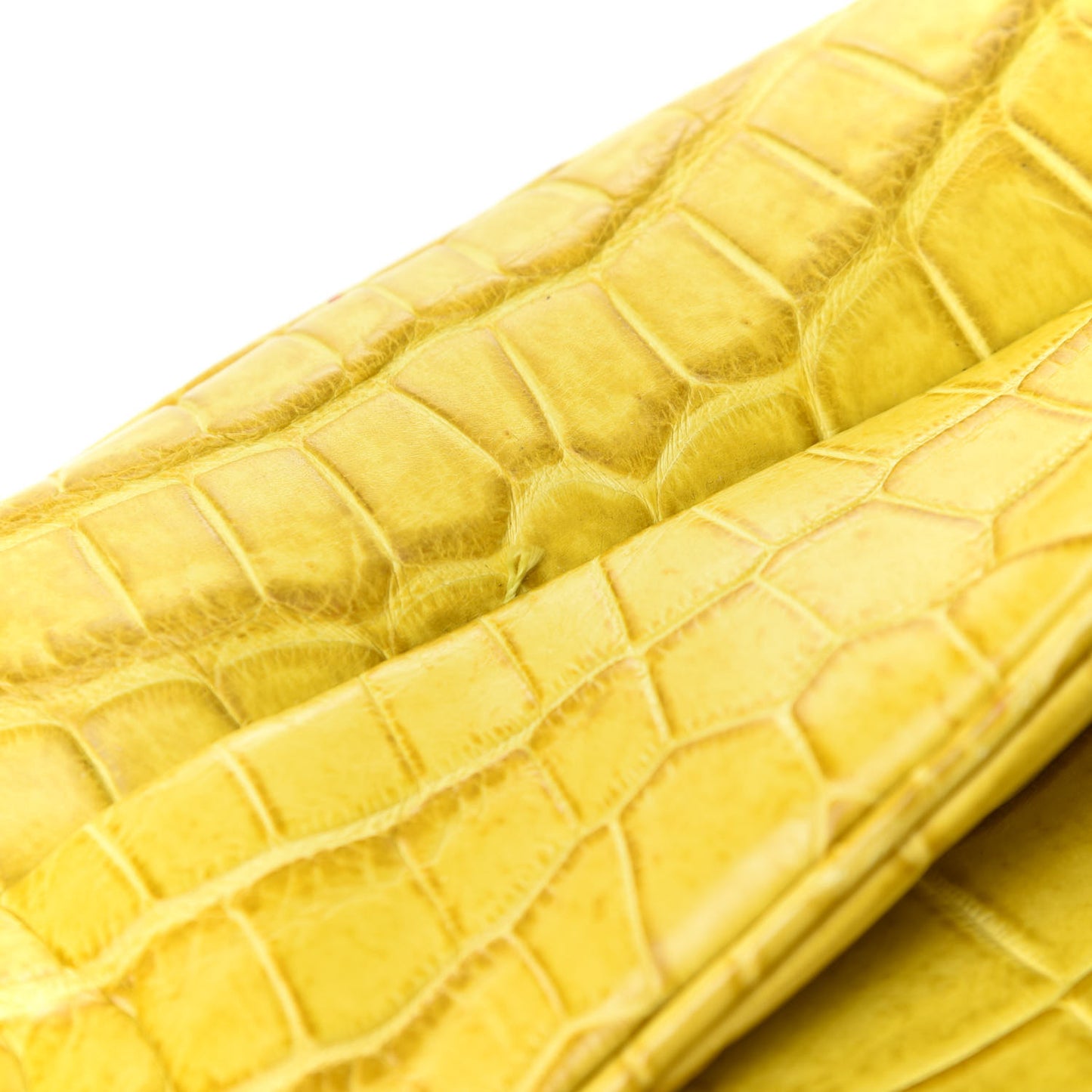 Crocodile Flap Pocket Frame Tote Yellow