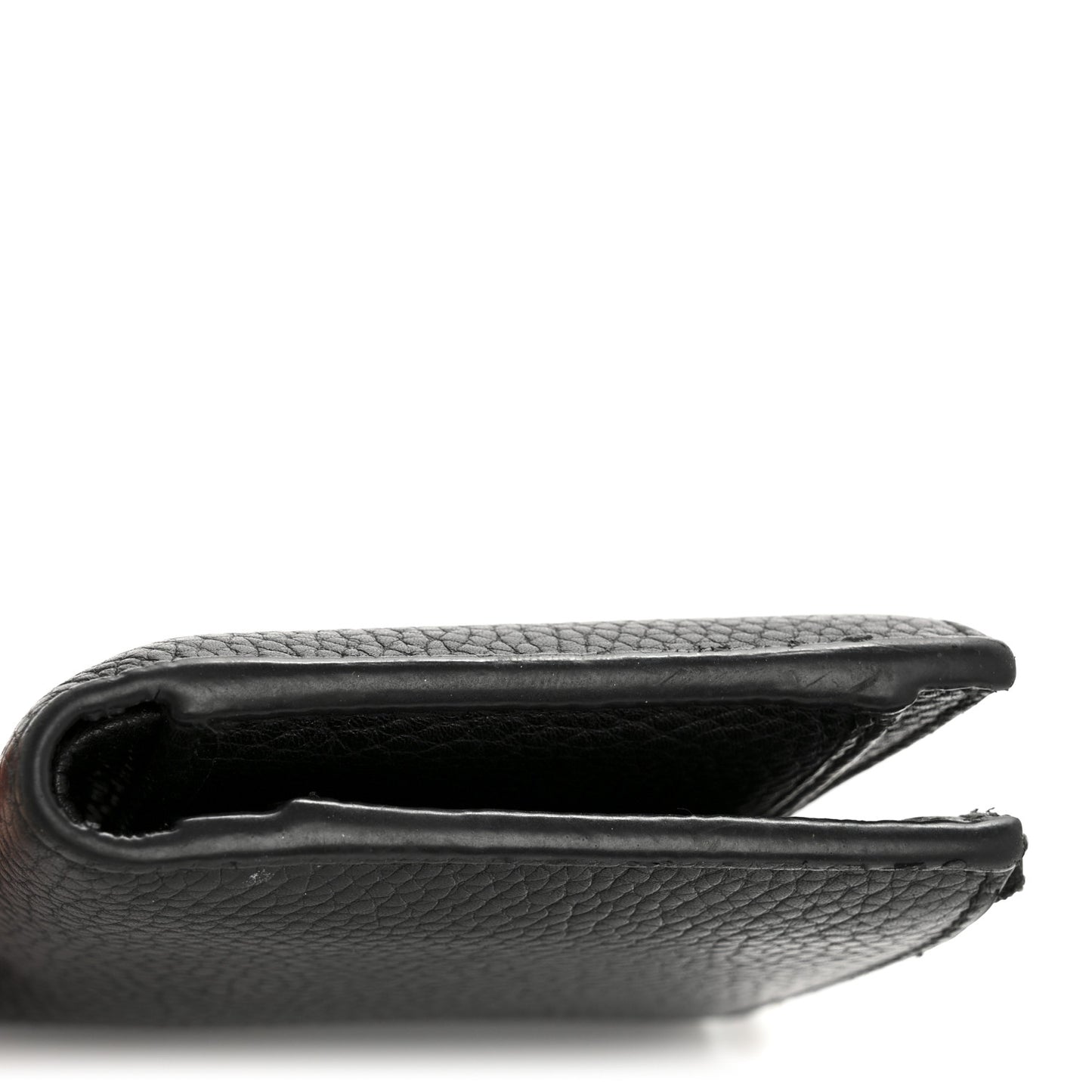 Pebbled Calfskin Animalier Card Case Wallet Black