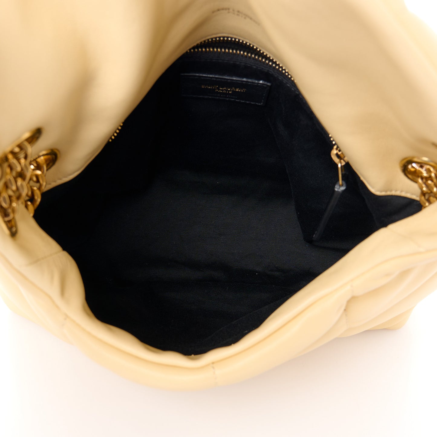 Lambskin Quilted Small Loulou Puffer Monogram Chain Satchel Jaune Pale
