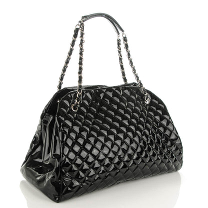 Chanel Patent Quilted Large Just Mademoiselle Bowling Bag Black 3 of 8