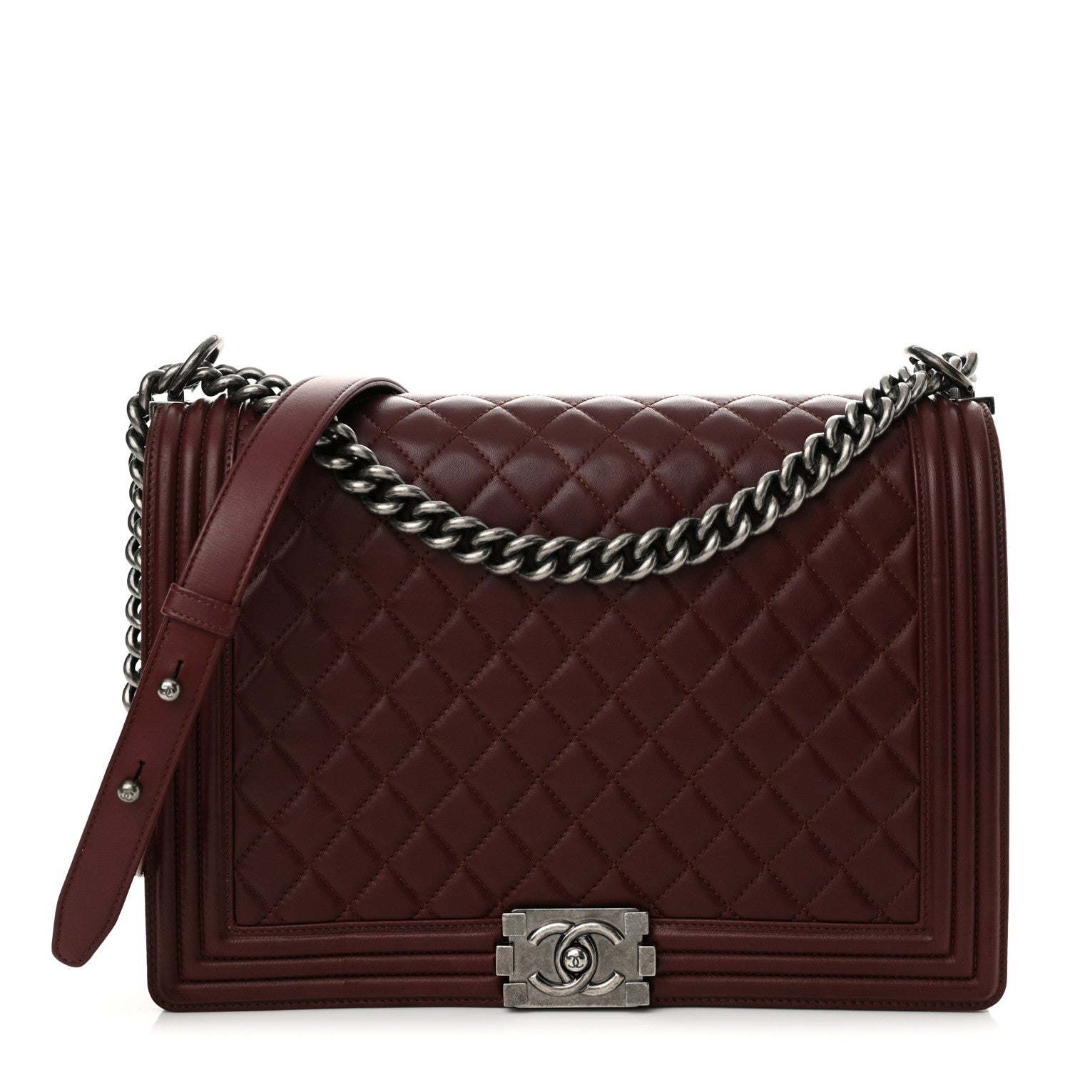 Chanel Lambskin Quilted Large Boy Flap Dark Red 1 of 15