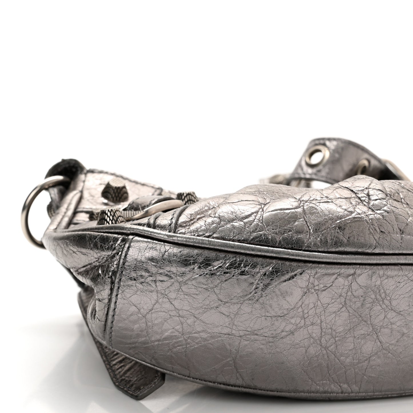 Metallic Agneau Arena Le Cagole Shoulder Bag XS Silver