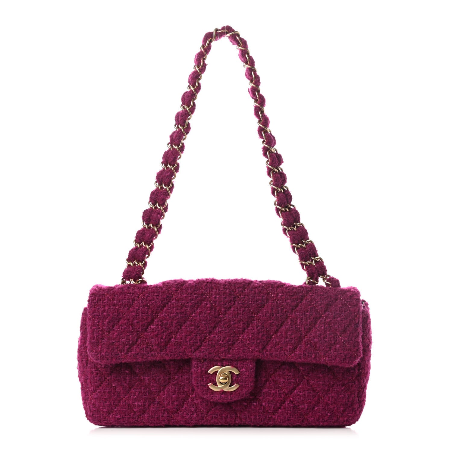 Chanel Tweed East West Flap Fuchsia 1 of 9
