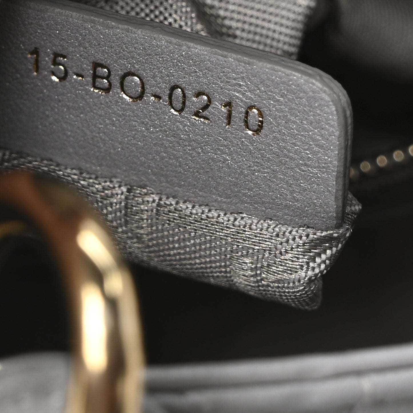 Metallic Lambskin Cannage Mini Lady Dior Gray