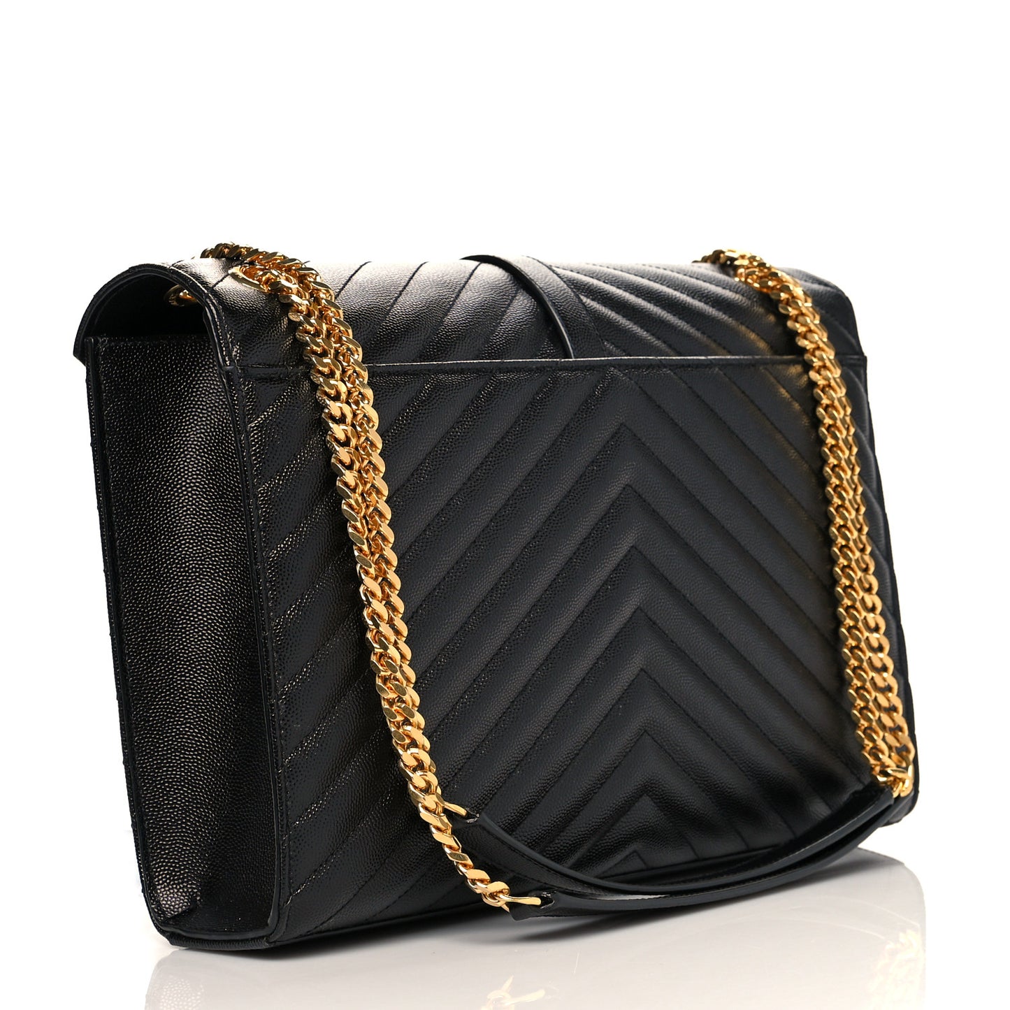 Grain De Poudre Matelasse Chevron Large Monogram Satchel Black