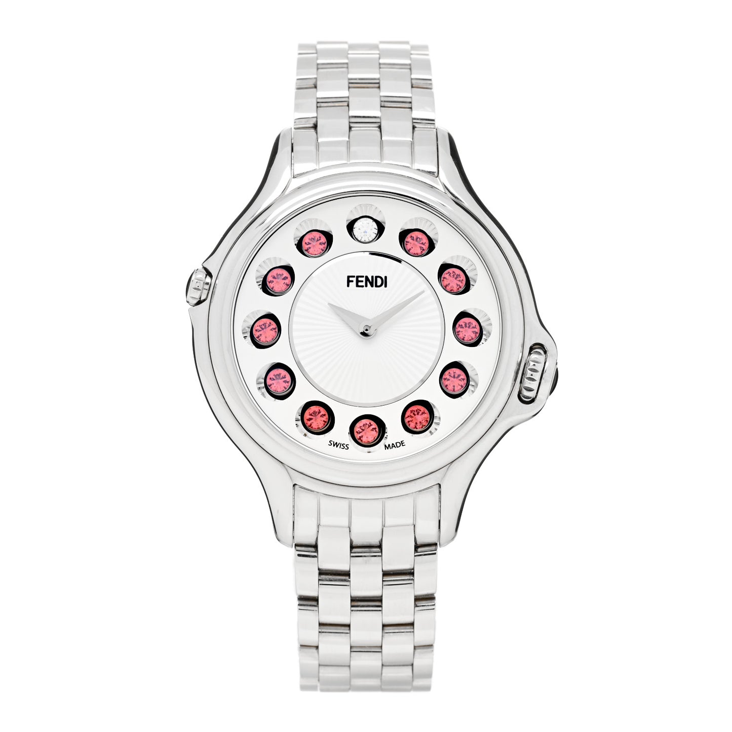 Stainless Steel Diamond Topaz 38mm Crazy Carats Rotating Gem Quartz Watch