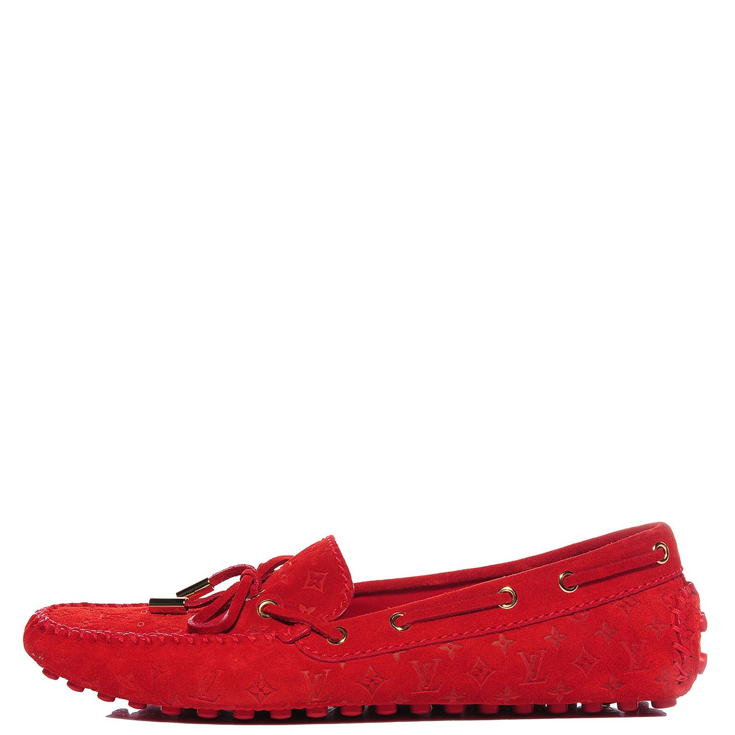 Suede Monogram Gloria Loafers 38 Rouge