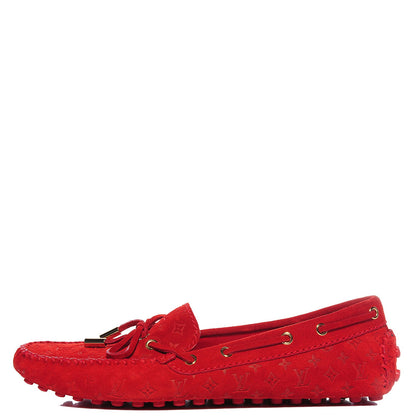 Louis Vuitton Suede Monogram Gloria Loafers 38 Rouge 1 of 8