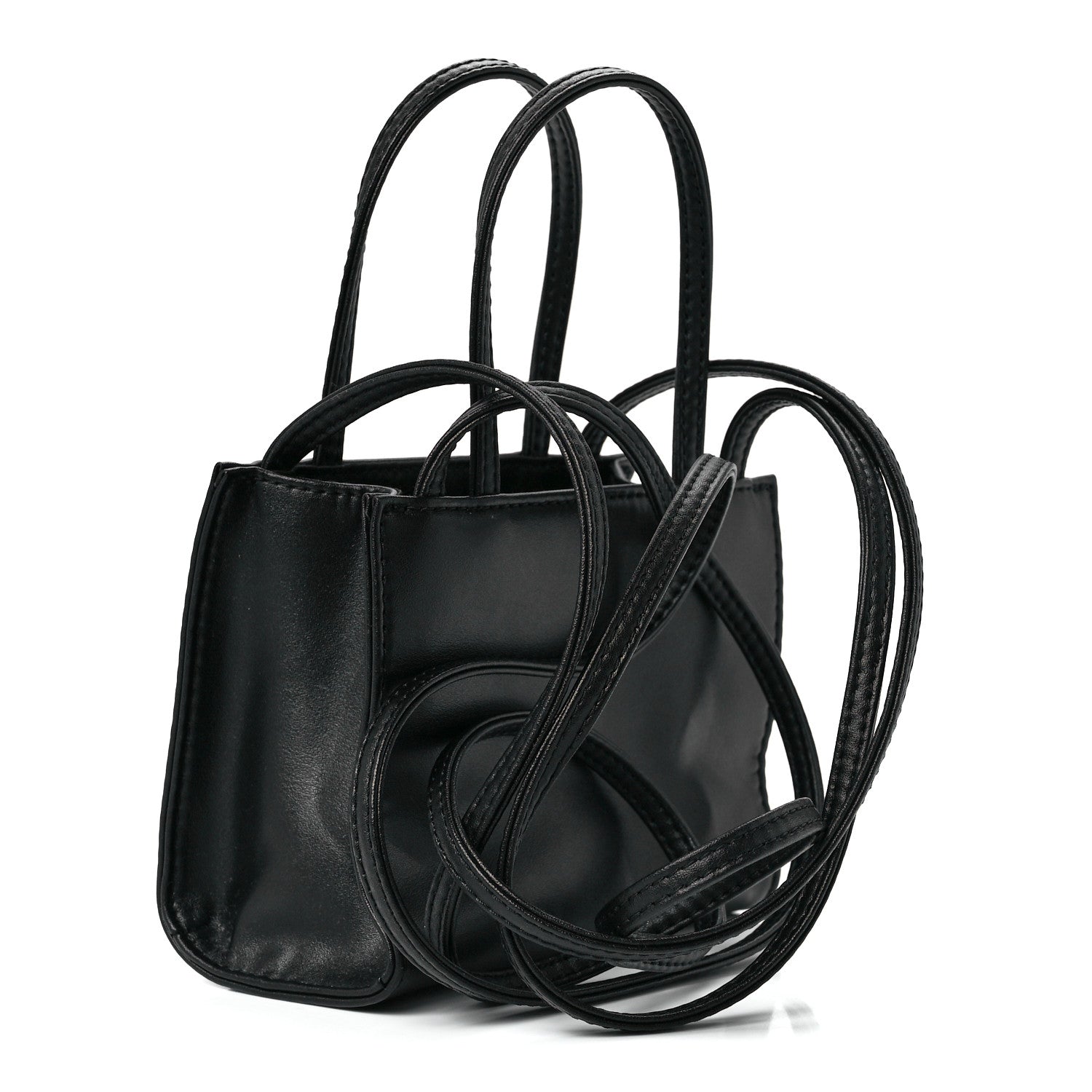 Telfar Vegan Leather Small Shopping Bag Black 1260749 – FASHIONPHILE