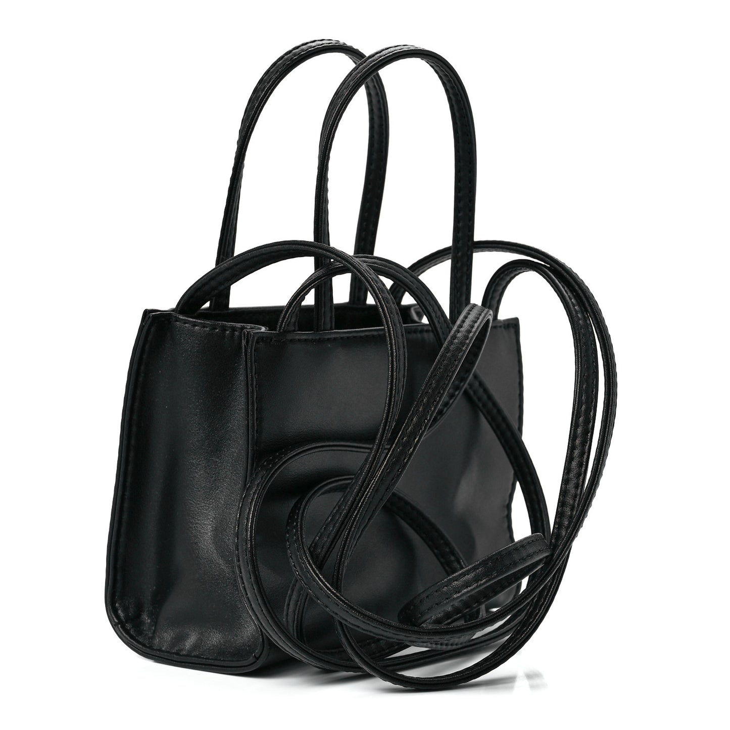 Vegan Leather Small Shopping Bag Black