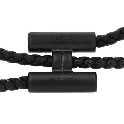 Hermes Swift Double Wrap Cord Tournis Tresse Bracelet Black 4 of 4
