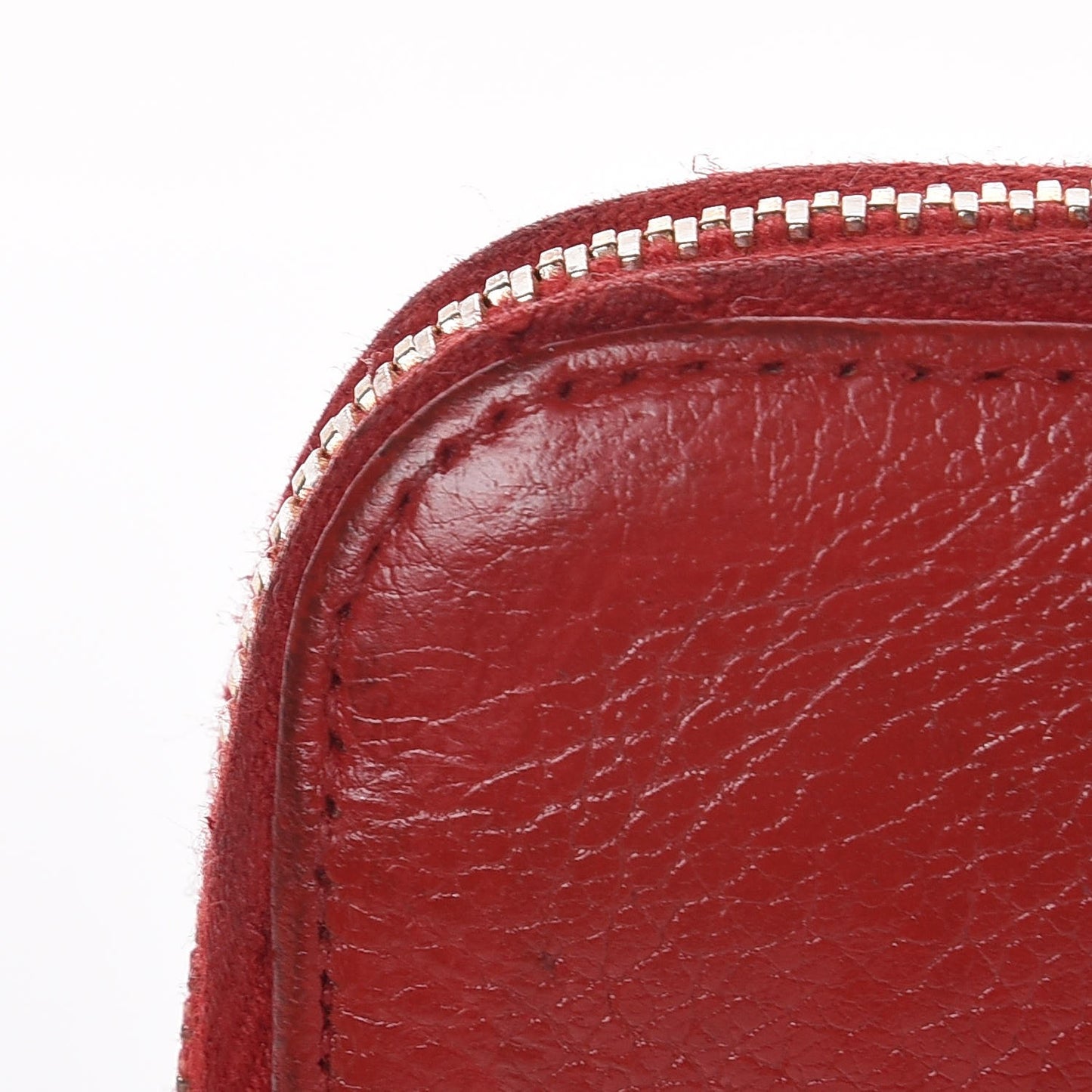 Grained Calfskin Zip Around Wallet Rosso