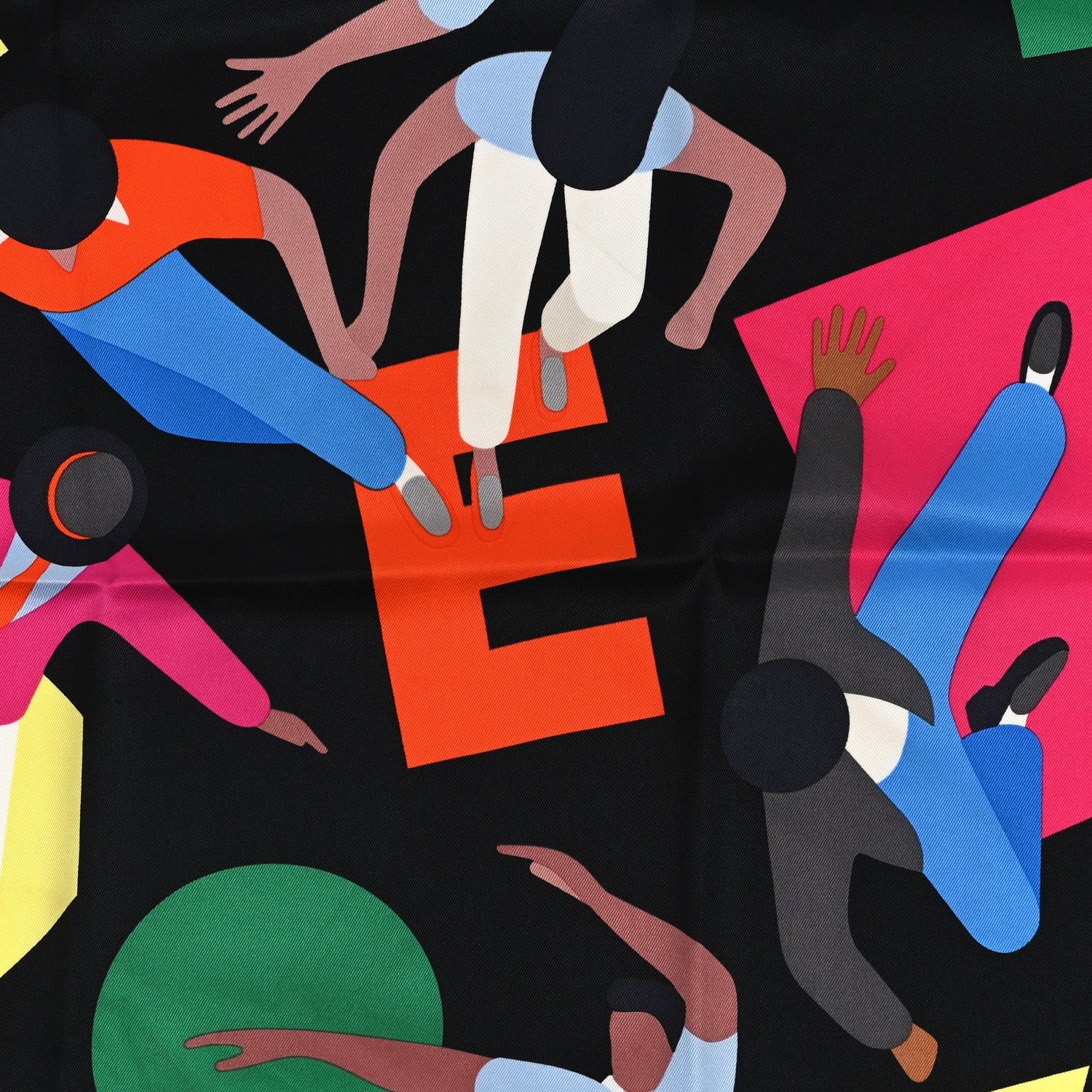 Hermes Silk Hommage A Gene Kelly Scarf 70 Black Rose Vif Multicolore 2 of 3