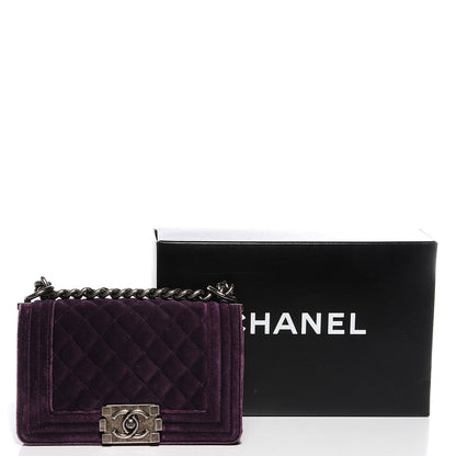 Chanel Velvet Quilted Small Boy Flap Purple 5 of 9