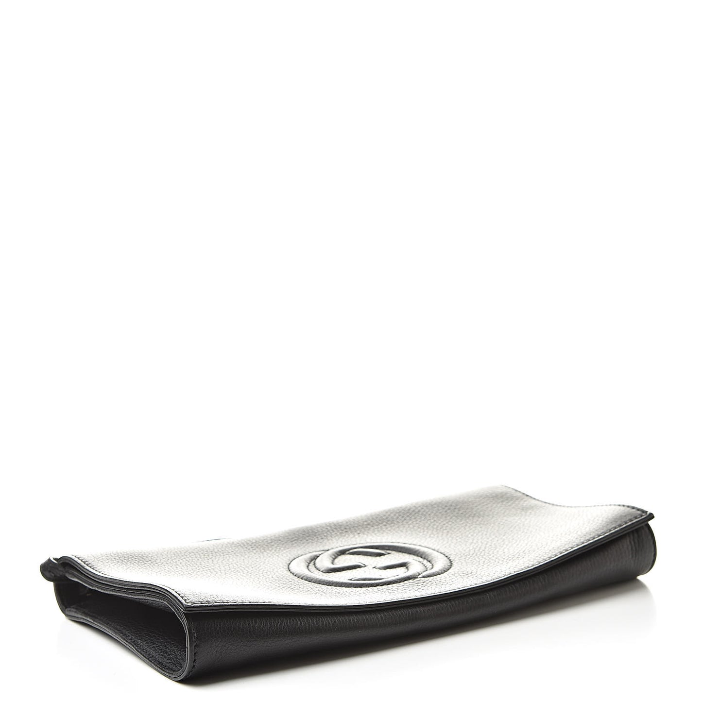 Pebbled Calfskin Medium Soho Clutch Black