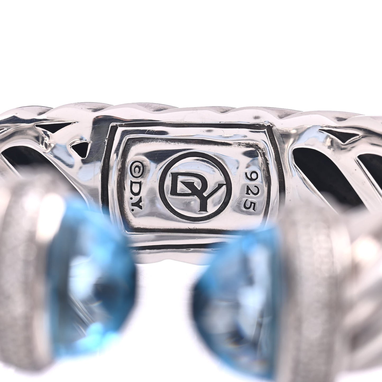 Sterling Silver Blue Topaz Diamond 18mm Waverly Bracelet