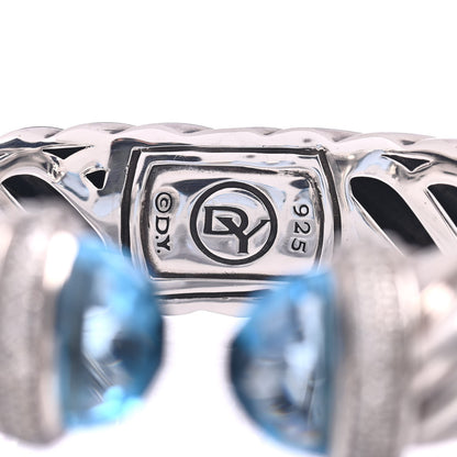 David Yurman Sterling Silver Blue Topaz Diamond 18mm Waverly Bracelet 4 of 4