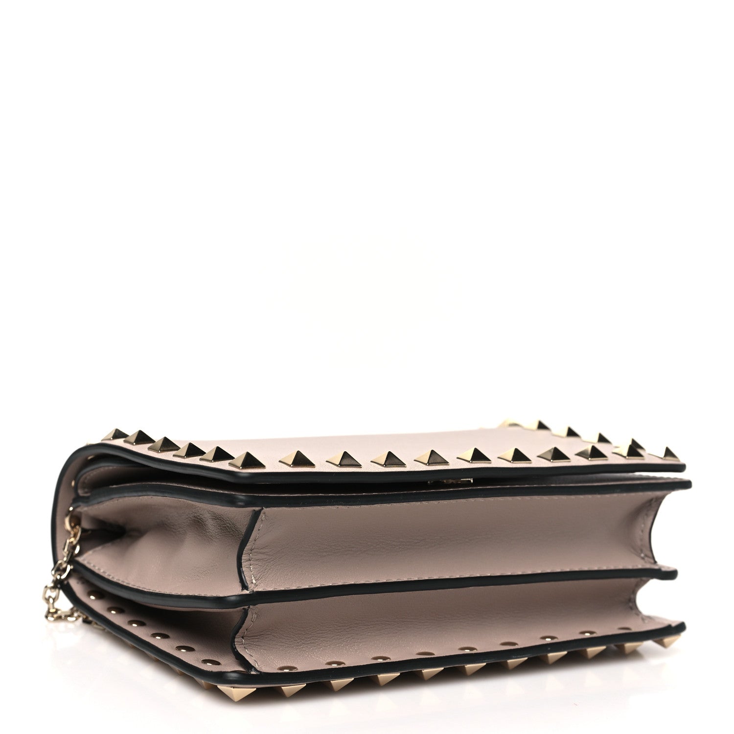 Valentino Garavani Vitello Rockstud Wallet On Chain Poudre 4 of 9