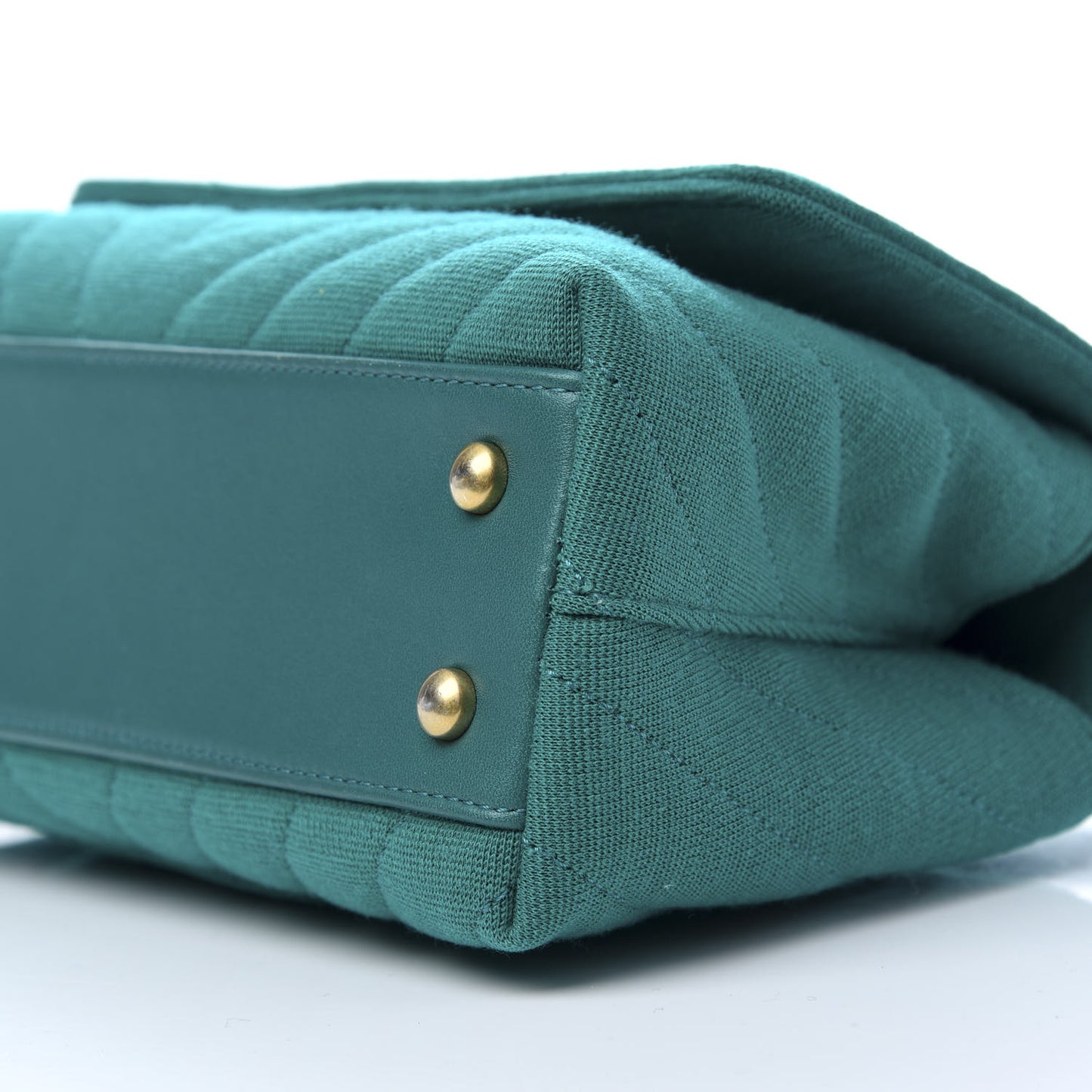Jersey Chevron Quilted Mini Coco Handle Flap Green
