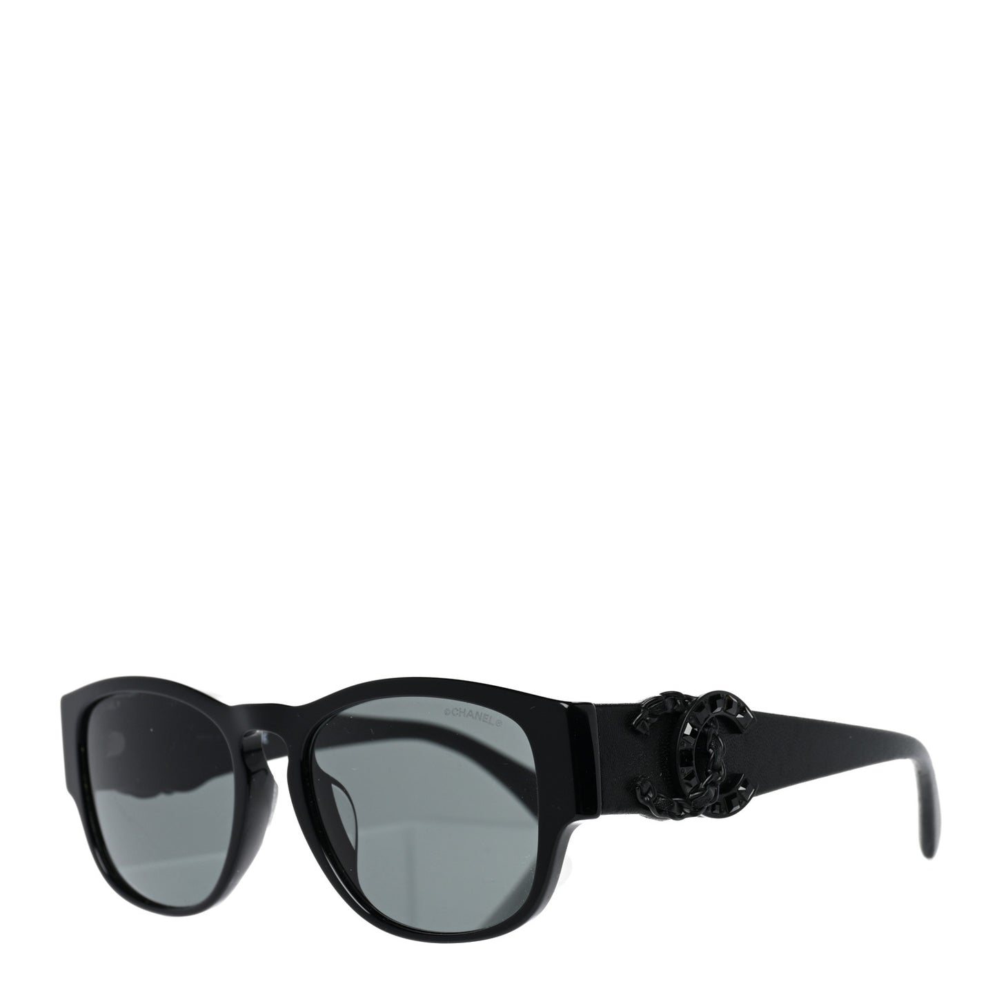 Acetate Crystal Baguette Chain CC Sunglasses 5454-Q-A Black
