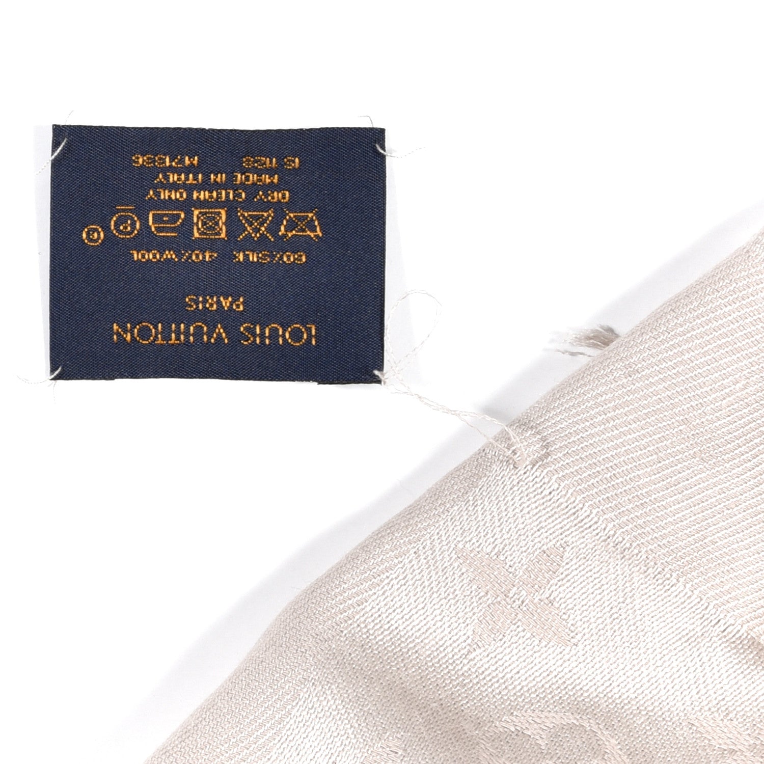 Louis Vuitton Wool Silk Monogram Denim Shawl Pearl Grey 6 of 6