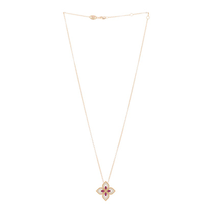 Roberto Coin 18K Rose Gold Diamond Ruby Venetian Princess Pendant Necklace 3 of 5