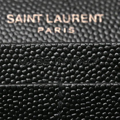 Saint Laurent Grain De Poudre Matelasse Chevron Monogram Monochrome Chain Wallet Black 7 of 11