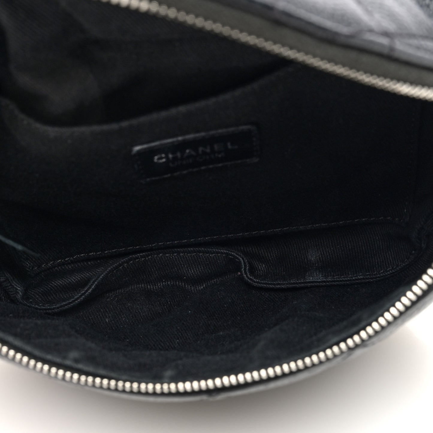 Grained Calfskin Quilted Waist Belt Bag Black
