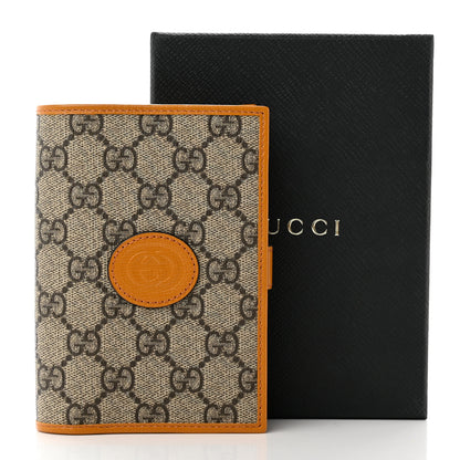 Gucci GG Supreme Monogram Textured Calfskin Retro Interlocking G Passport Case Beige Yellow 8 of 8