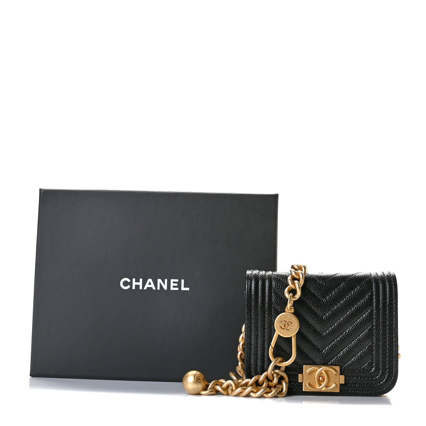 Caviar Chevron Quilted Boy Flap Waist Belt Bag Black