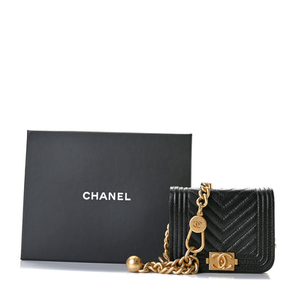 Chanel Caviar Chevron Quilted Boy Flap Waist Belt Bag Black 12 of 12