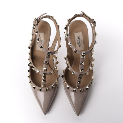Valentino Garavani Patent Nappa Rockstud Ankle Strap 100mm Pumps 36.5 Poudre 5 of 10